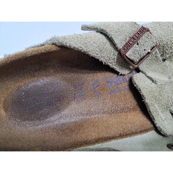 Birkenstock Boston Women's Size 9 Suede Taupe Clog Buckle Leather Slip On - Picture 9 of 10